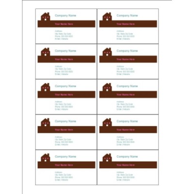 Simple Home Business Card , 10 per sheet