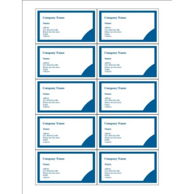 Blue Circle Design Business Cards, 10 per sheet