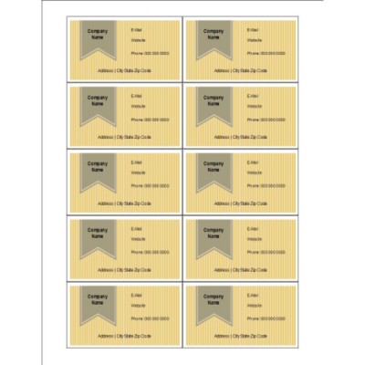 Beige Background with Ribbon Design, Business Cards, 10 per sheet