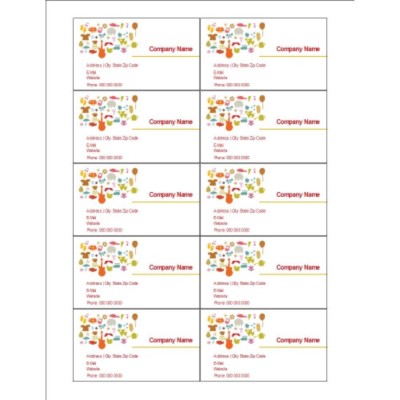 Kids Icons Business Cards, 10 per sheet