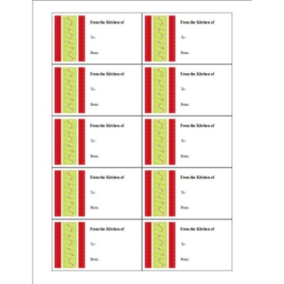 Holiday Stars Food Gift Tags on Business Cards, 10 per sheet