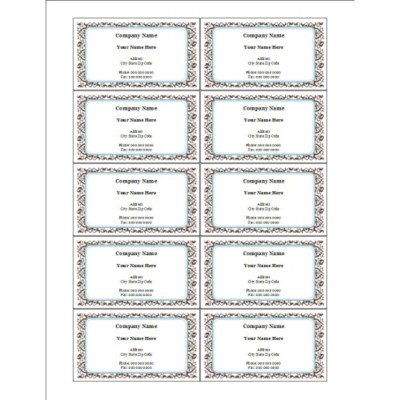 Classic Teal and Brown Pattern Business Cards, 10 per sheet