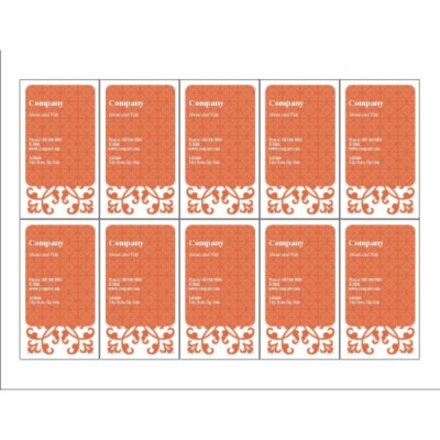 Autumn Flourishes Business Card - Tall, 10 per sheet