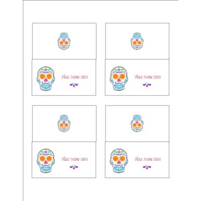 Day of the Dead Skull Small Tent Card , 4 per sheet