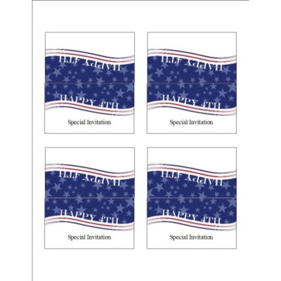 Stars for 4th of July Folded Business Card, 4 per sheet