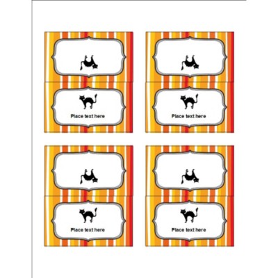 Halloween Cat with Stripe Pattern Small Tent Card , 4 per sheet