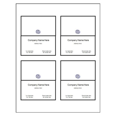 Basic Folded Business Card with Logo, 4 per sheet, Wide