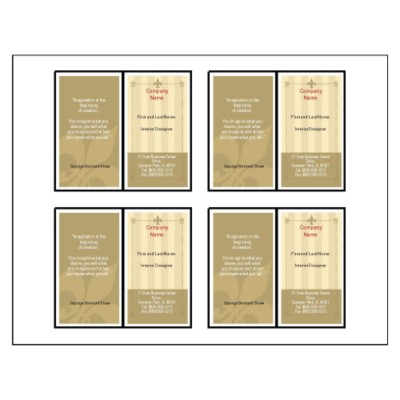 Fleur de Lis Folded Business Card, 4 per sheet - Tall
