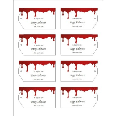 Halloween Dripping Blood Printable Tags, 8 per sheet