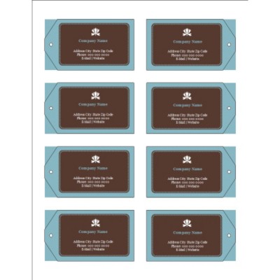 Classic Teal and Brown Printable Tags with Strings, 8 per sheet - Wide