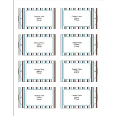 Classic Teal and Brown Stripes Printable Tags with Strings, 8 per sheet - Wide