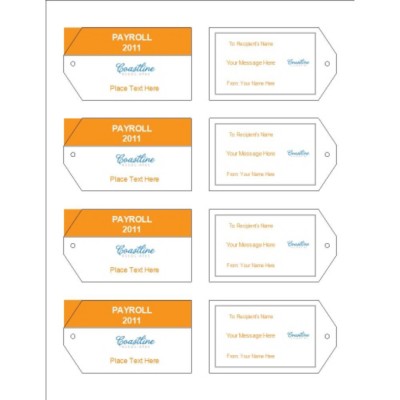 Simple Logo Orange Text Printable Tags with Strings, 8 per sheet - Wide