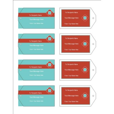 Simple Flower Printable Tags with Strings, 8 per sheet - Wide