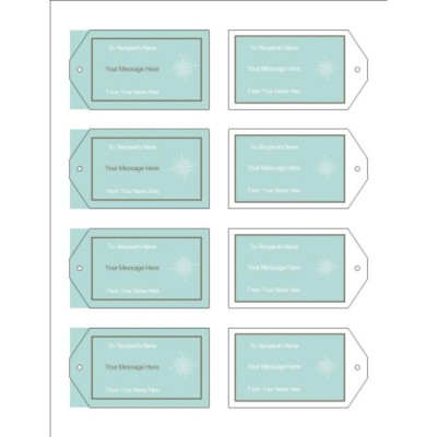 Turquoise and Brown Printable Tags with Strings, 8 per sheet - Wide
