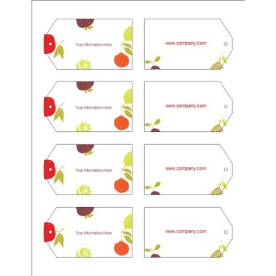 Fruits Design Printable Tags with Strings, 8 per sheet - Wide