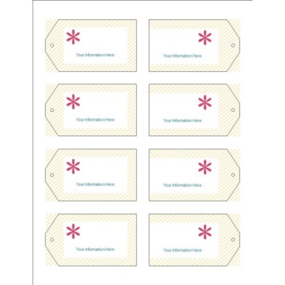 Beige Stripes Printable Tags with Strings, 8 per sheet - Wide