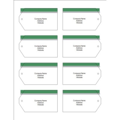 Green and Grey Bar Top Printable Tags with Strings, 8 per sheet - Wide