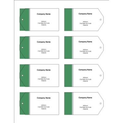 Green and Grey Bar Side Printable Tags with Strings, 8 per sheet - Wide