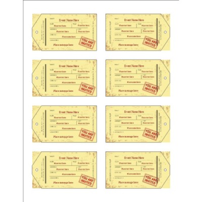 Halloween Toe Tag Party Invite on Printable Tags, 8 per sheet