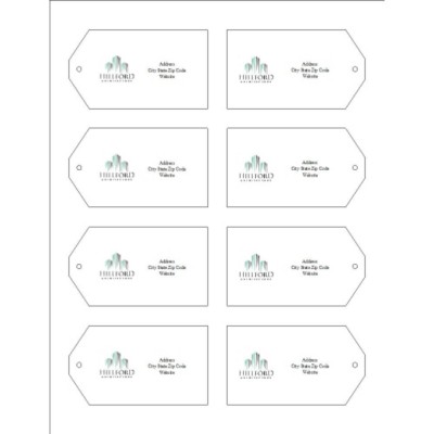 Buildings Logo Printable Tags with Strings, 8 per sheet - Wide