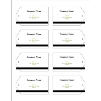 Simple Black Block Printable Tags with Strings, 8 per sheet - Wide