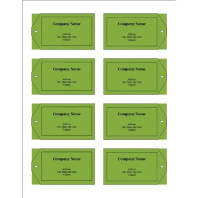 Green Background Printable Tags with Strings, 8 per sheet - Wide