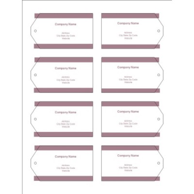 Mauve Bars Design Printable Tags with Strings, 8 per sheet - Wide