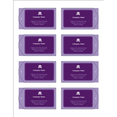 Classic Purple Printable Tags with Strings, 8 per sheet - Wide