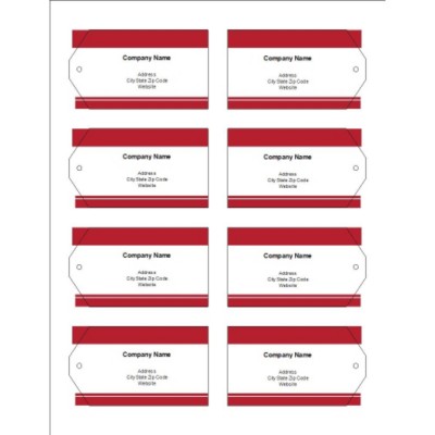 Red Bars Printable Tags with Strings, 8 per sheet - Wide