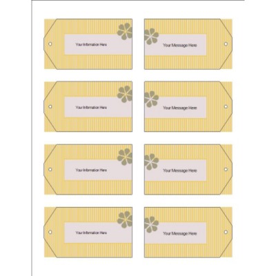 Beige Background with Ribbon Design, Printable Tags with Strings, 8 per sheet, Wide