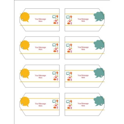 Kids Icons Printable Tags with Strings, 8 per sheet, Wide