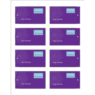 Purple Background Printable Tags with Strings, 8 per sheet - Wide