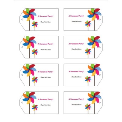 Pinwheels Printable Tags with Strings - Wide, 8 per sheet