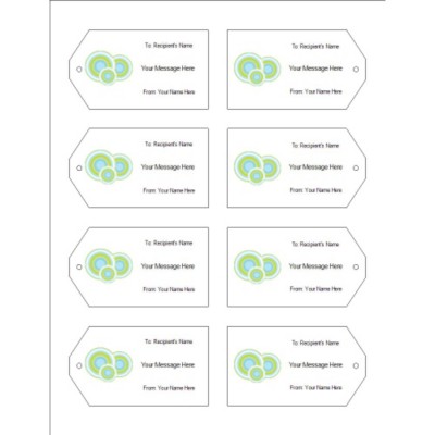 Retro Circles Printable Tags with Strings - Wide , 10 per sheet