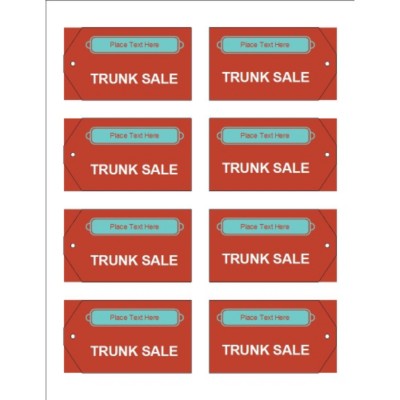 Bright Red Design Printable Tags with Strings, 8 per sheet - Wide
