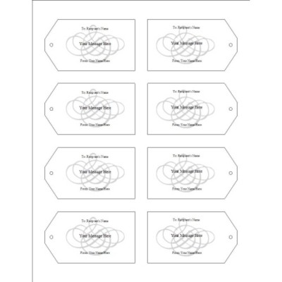 Wedding Monogram Printable Tags with Strings, 8 per sheet - Wide
