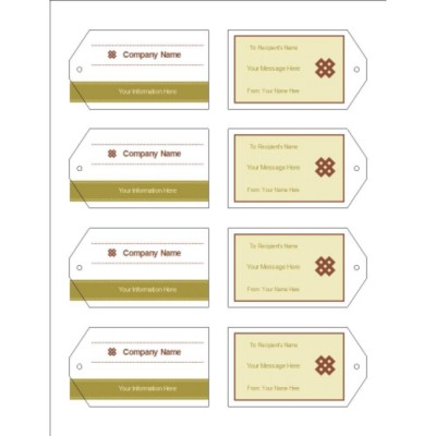 Lattice Design Printable Tags with Strings, 8 per sheet - Wide