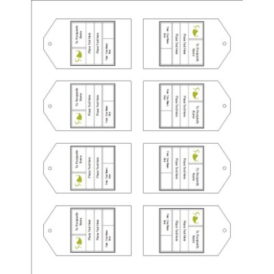Modern Green Leaf Printable Tags with Strings, 8 per sheet - Tall
