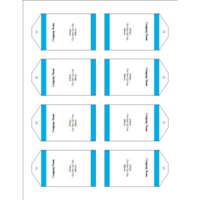 Blue Bars Printable Tags with Strings, 8 per sheet - Tall