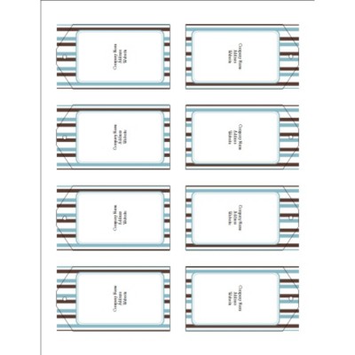 Classic Teal and Brown Stripes Printable Tags with Strings, 8 per sheet - Tall