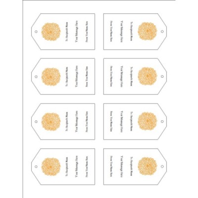 Orange Flower Printable Tags with Strings, 8 per sheet - Tall