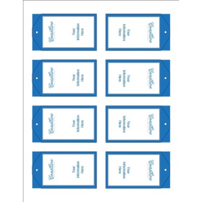 Simple Logo Blue text Printable Tags with Strings, 8 per sheet - Tall