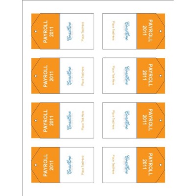 Simple Logo Orange Text Printable Tags with Strings, 8 per sheet - Tall