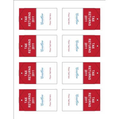 Simple Logo Magenta Text Printable Tags with Strings, 8 per sheet - Tall