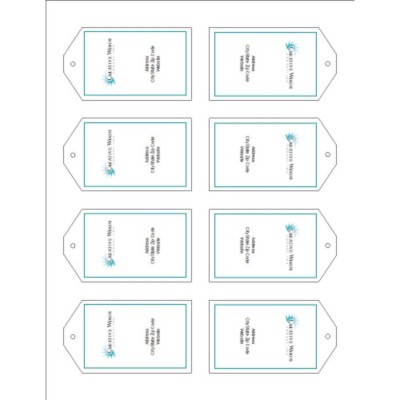 Simple Logo Black Text Printable Tags with Strings, 8 per sheet - Tall