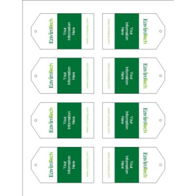 Green Bar Printable Tags with Strings, 8 per sheet - Tall