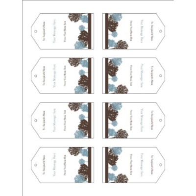 Brown Tree Printable Tags with Strings, 8 per sheet - Tall