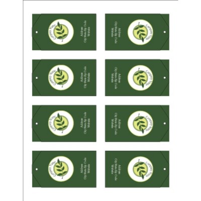 Green Sprig with Background Printable Tags with Strings, 8 per sheet - Tall