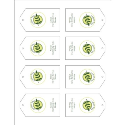 Green Sprig Printable Tags with Strings, 8 per sheet - Tall