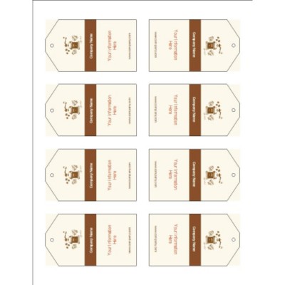 Coffee Grinder Printable Tags with Strings, 8 per sheet - Tall